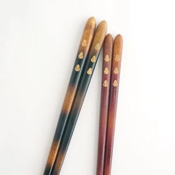 【日本直郵】日本製 HYOZAEMON 兵左衛門 天然木 天然漆 小紋六瓢 夫妻筷 1件2雙入