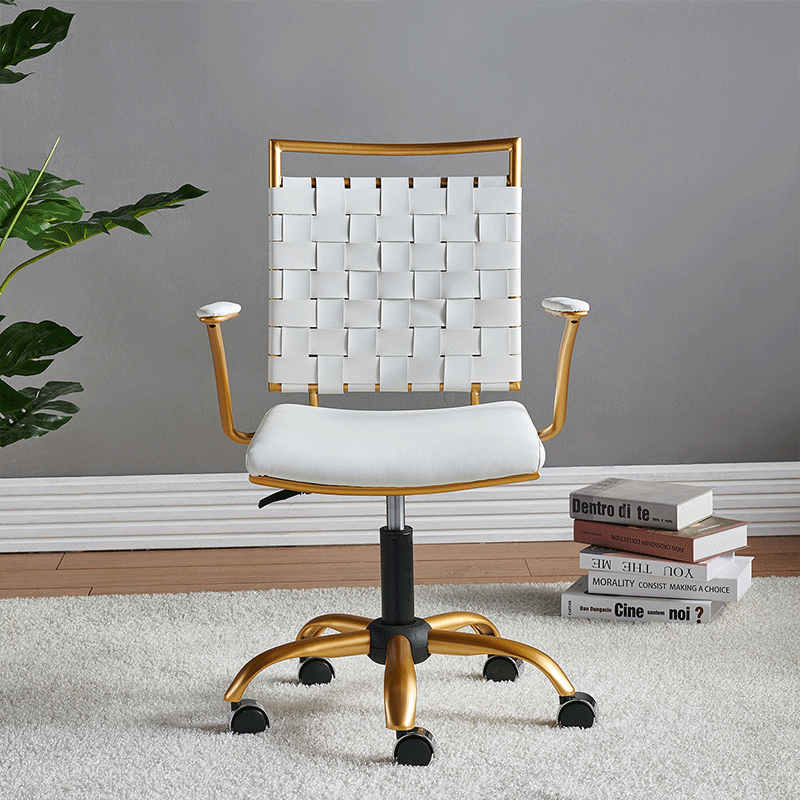 【美國現貨】LUXMOD 手工編製椅 白色與金色椅身 西皮 單人位