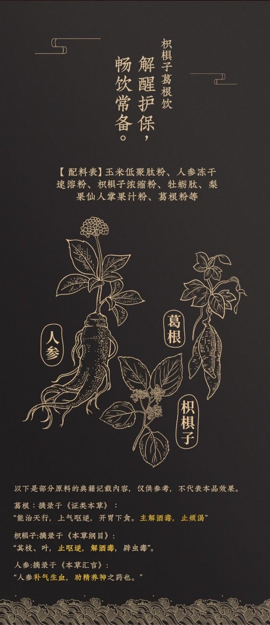 【中国直邮】 童涵春堂 化氿人参枳椇子葛根饮养生解酒(25ml*4支)*1盒