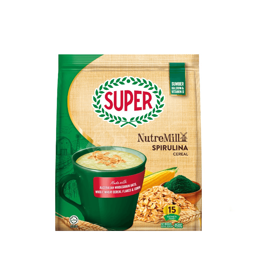 【马来西亚直邮】马来西亚 SUPER 超级 NutreMill螺旋藻速溶谷物饮料 450g
