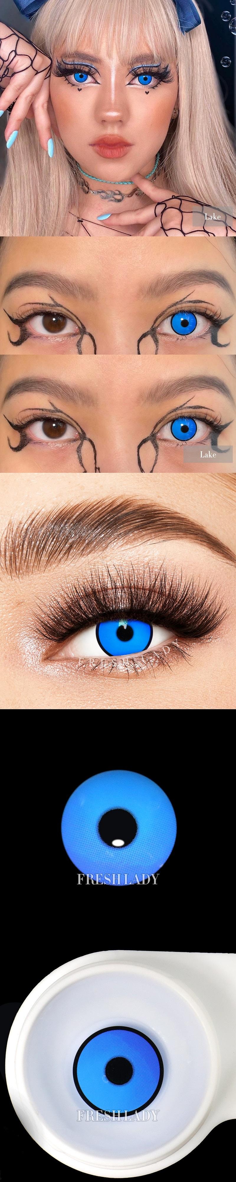 【中國直郵】 FreshLady 萬聖節 美瞳 藝術片 契約眼 惡魔果 藍色 年拋 14.5mm 一盒2片裝 0度 (YS41-3)