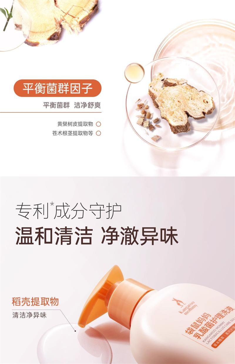 【中国直邮】 袋鼠妈妈 私处护理液止痒去异味清洁私密部处女抑菌乳酸菌护理洗液 250g