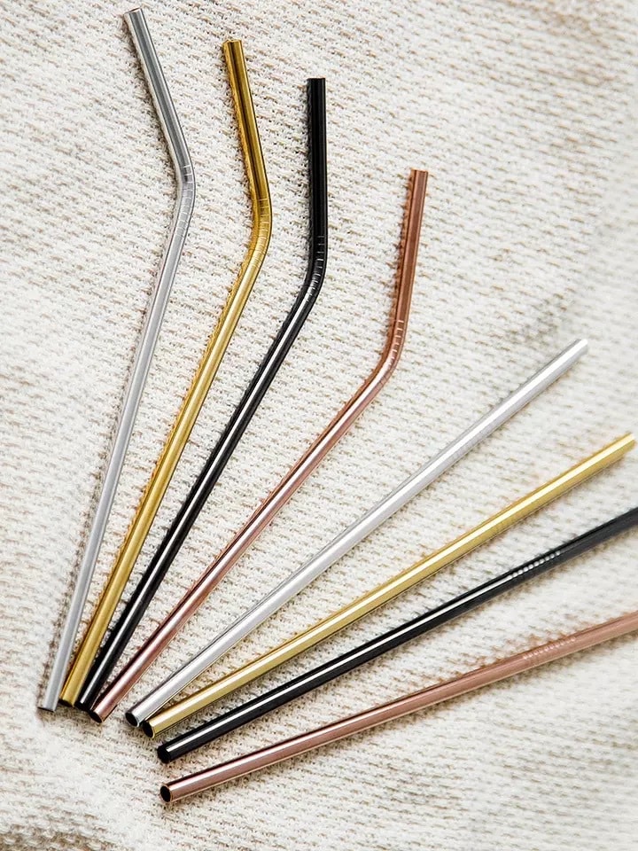 STAINLESS METAL STRAW-ROSE GOLD STRAIGHT