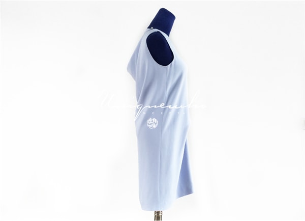 Light Blue Round Neck Sleeveless Back Split Dress for Women Girls M