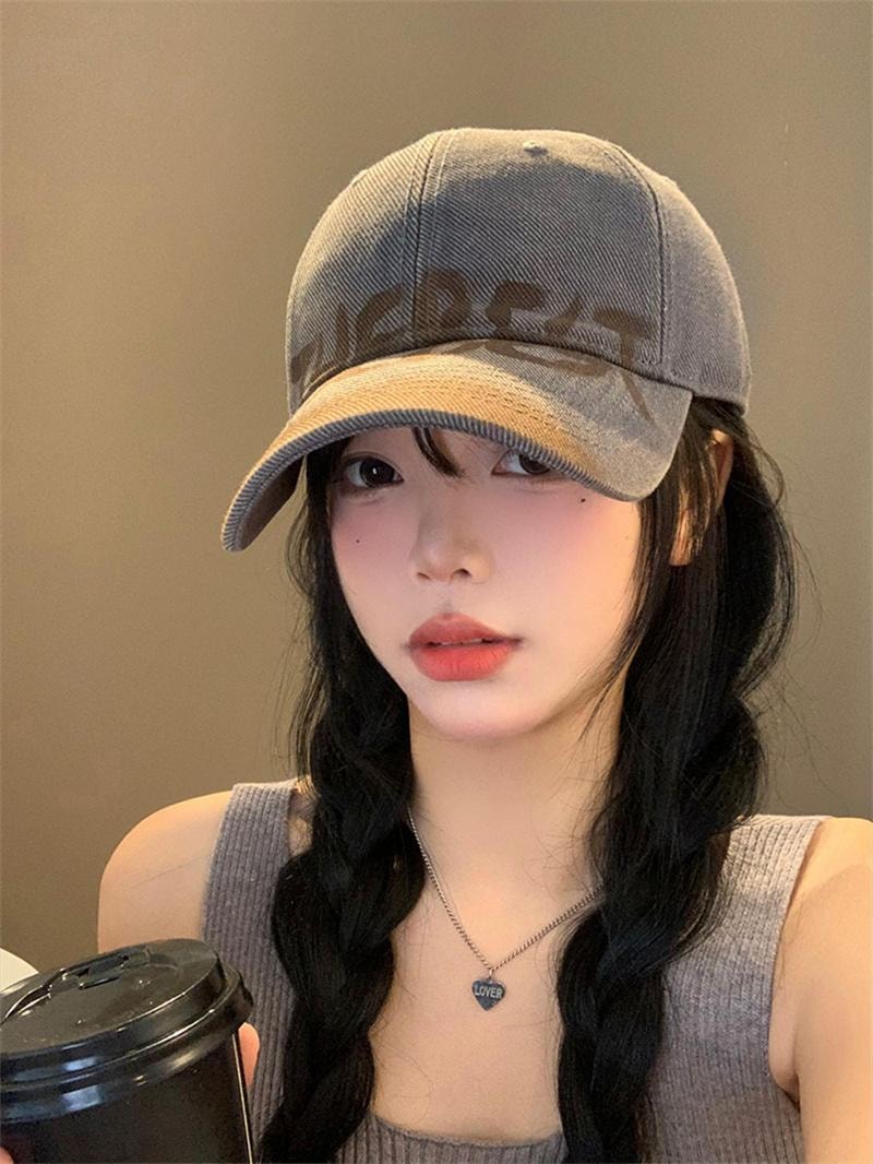 【中國直郵】 親太太 水洗做舊宇母棒球帽女美式復古大頭圍鴨舌帽顯臉小 紅色 1個 M(56-58cm)