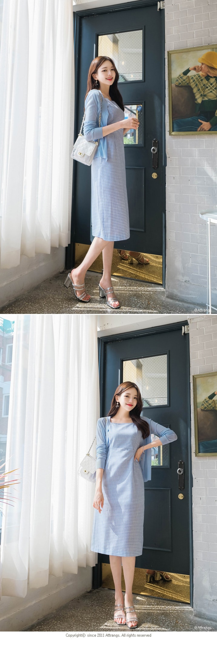 【韩国直邮】ATTRANGS 百搭多色V领气质简约时尚针织衫 天蓝色 Free