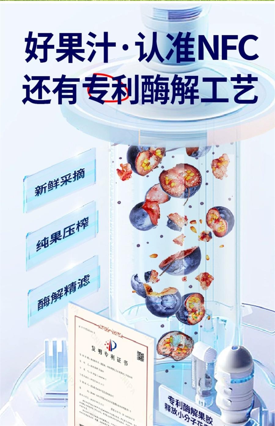 【中国直邮】 莓日饮 100%蓝莓原汁NFC蓝莓汁花青素果汁非浓缩原浆饮料   30ml*10袋