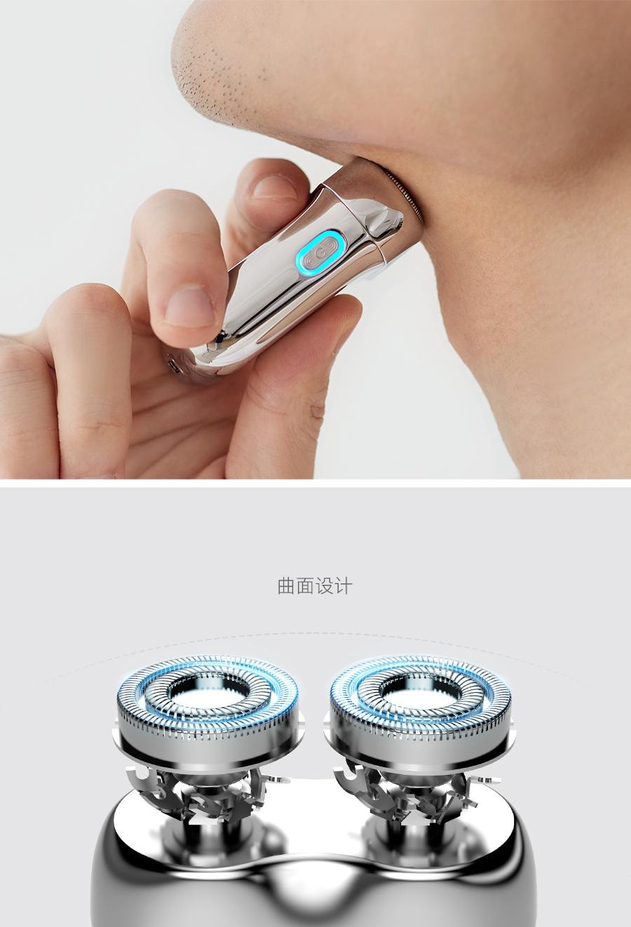 OLAYKS 2025 新款电动剃须刀干湿两用便携迷你刮胡刀双刀头浮动磁吸设计精钢机身快充可水洗智能控压适合旅行送礼男士圣诞节礼物