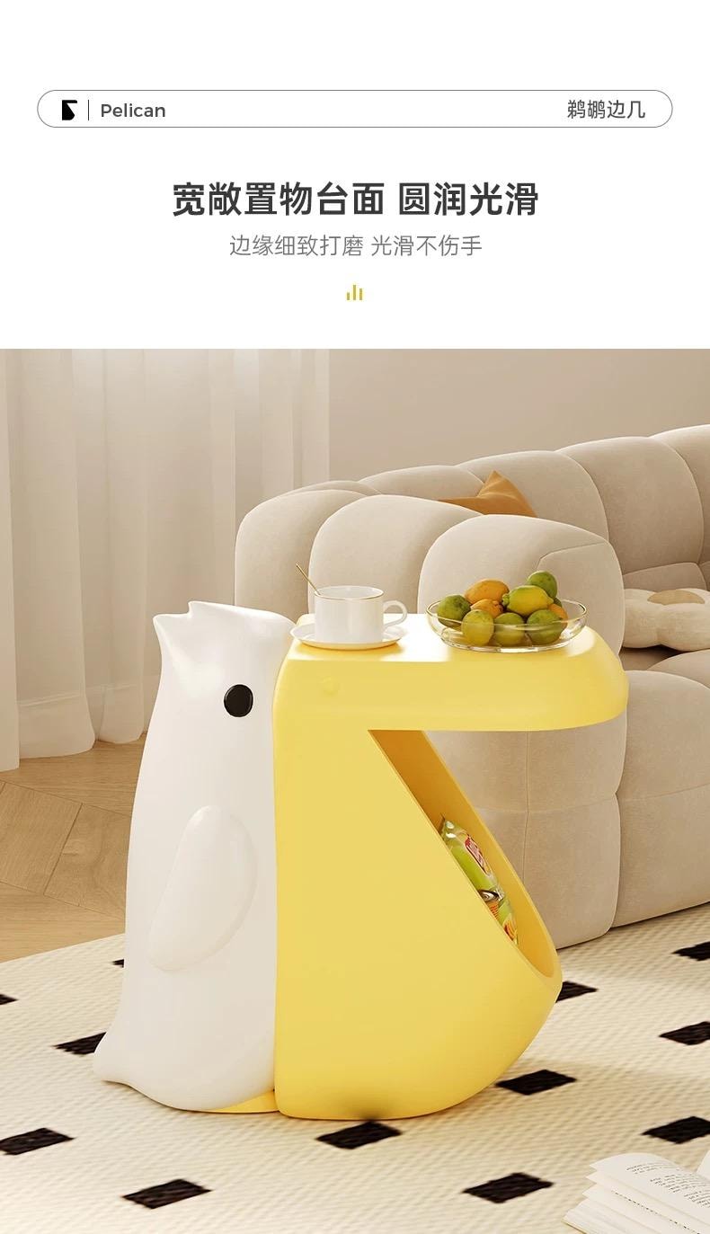 【中國直郵】 FOXTAIL 鵜鶘落地擺飾 創意邊幾 客廳 卡通零食收納 可愛茶几 禮物 溫暖好物-貪吃鵜鶘邊幾擺件 1件*預計到達時間3-4週