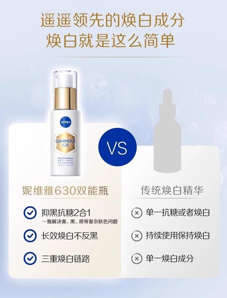 【中国直邮】德国 妮维雅 630双能瓶30ml 淡斑抗糖二合一 根源激活基底白