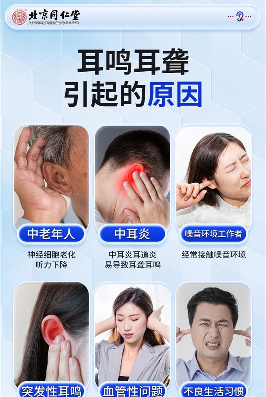 【中国直邮】 北京同仁堂 穴位压力刺激贴 耳部型 神经性耳鸣贴 耳康耳部嗡嗡响专用耳穴位蝉鸣药膏 12贴/盒