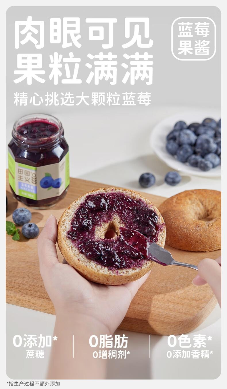 【中国直邮】 田园主义 纯熬蓝莓酱果酱宝宝儿童幼儿0脂无添加涂抹面包90%果肉早餐150g