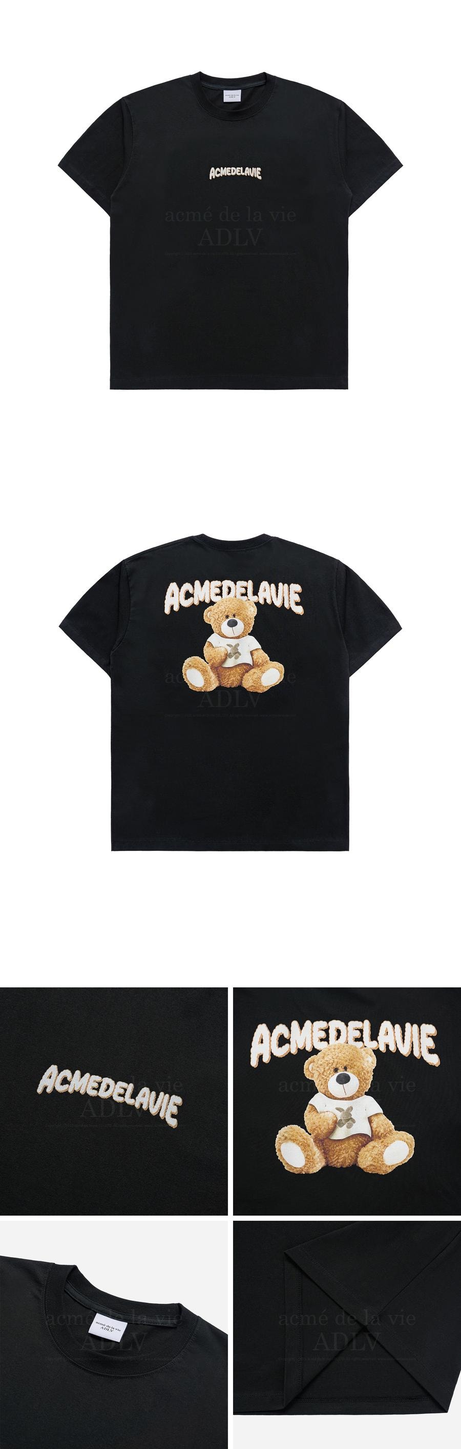 【韓國直郵】 韓國 acmé de la vie ADLV 兔子T卹泰迪熊印花短袖 黑色 2