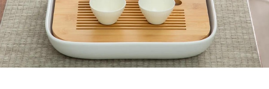 南山先生 东篱茶壶茶具套装 六杯子+ 茶叶罐+茶壶+27cm小雅茶盘 茶白色