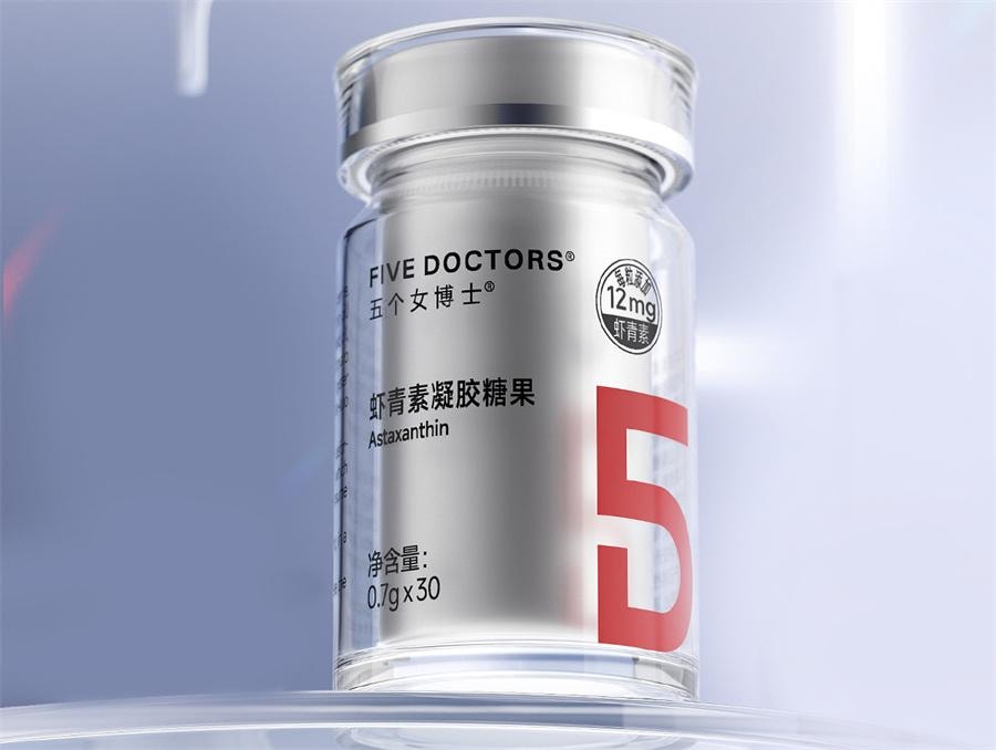 【中國直郵】 五個女博士 12mg蝦紅素膠囊口服雨生紅球藻進口白番茄 30粒/瓶