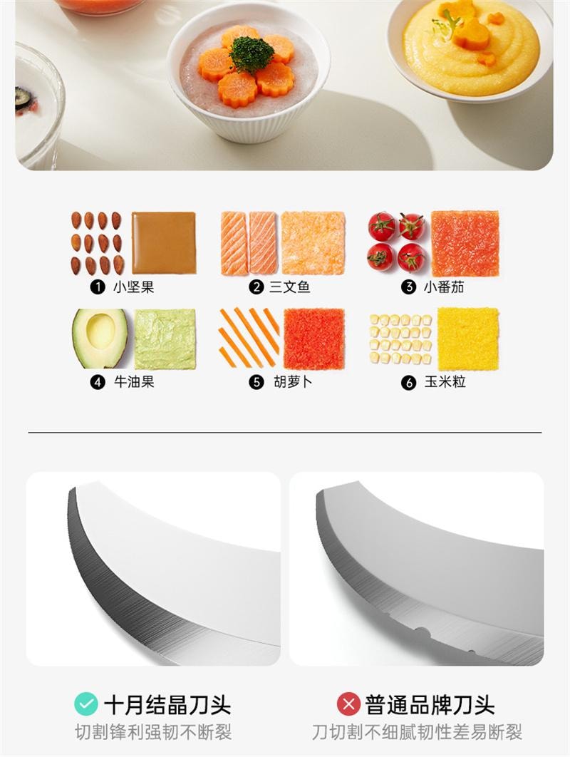 【中國直郵】 十月結晶 輔食機嬰兒寶寶料理機打泥工具兒童破壁家用小型多功能 升級雙杯8刀款白色
