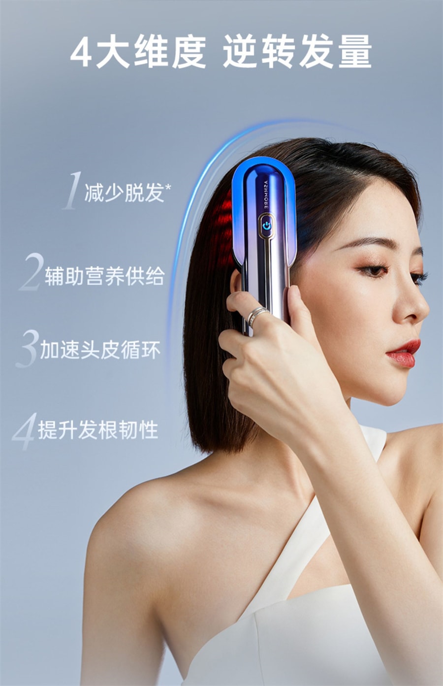 【中国直邮】艾诗摩尔  射频健发梳红光激防密脱头皮护理按摩增育养护电动发生仪  海渐蓝