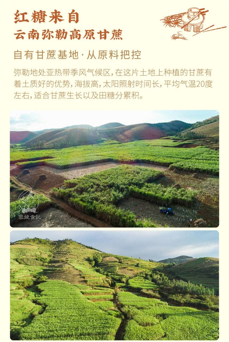 【中国直邮】  云娘食记 鲜姜红糖 原汁甘蔗鲜榨生姜暖大姨妈鲜姜糖熬制女红糖块 300g*1袋