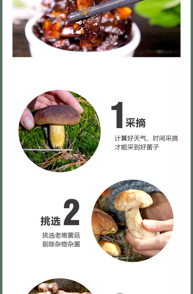 滇二娃 風華食光 雲南特產即食山野珍品 (松茸菌 牛肝菌 雞樅菌) 3種即食香菇零食下飯菜 六包125克±5克