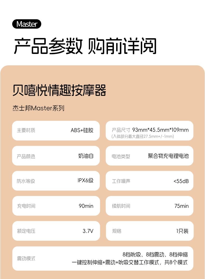 JISSBON傑士邦 Master唄嘻悅遙控跳蛋穿戴靜音砲機 外出情趣玩具 白色1件