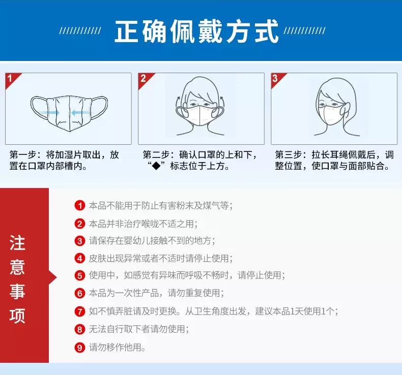 日本COTTON LABO白元株式會社 加濕立體型口罩 3枚入