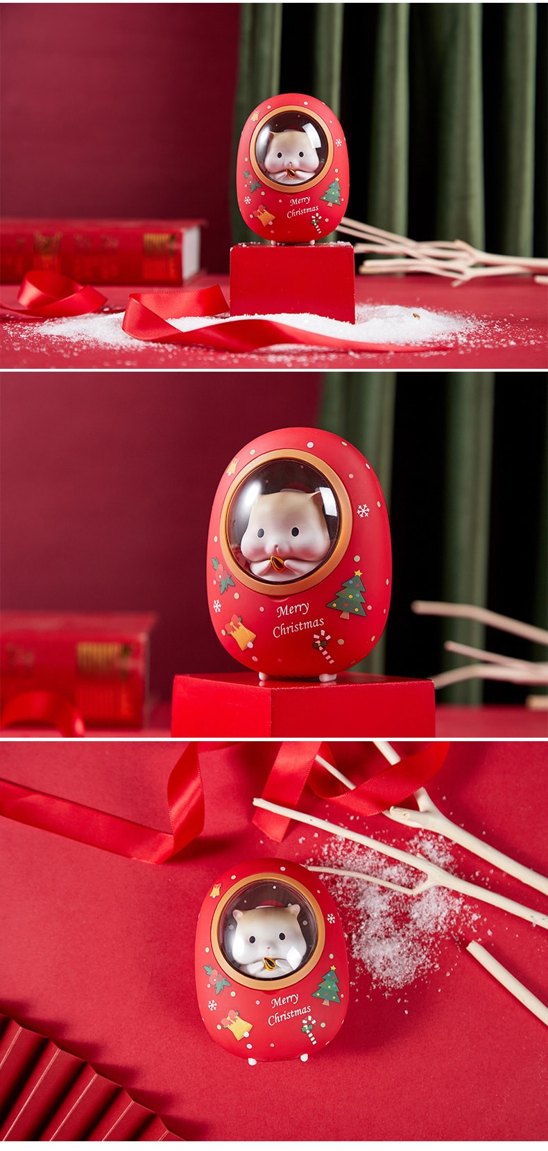 新年送礼【中国直邮】黄油猫   圣诞仓鼠暖手宝充电宝两用二合一 usb充电暖宝宝   圣诞礼盒款