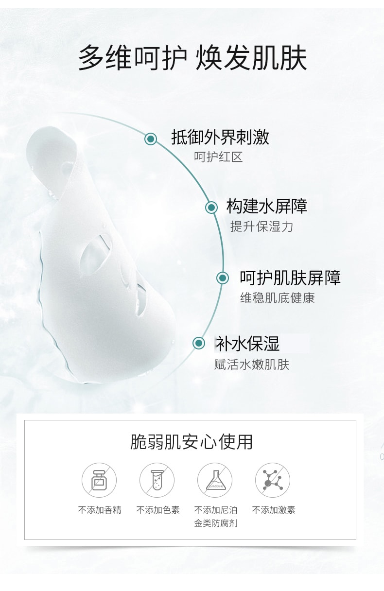 [中國直郵]百植萃 潤顏修護面膜3.0 強韌肌膚屏障舒緩補水保濕水潤 6片