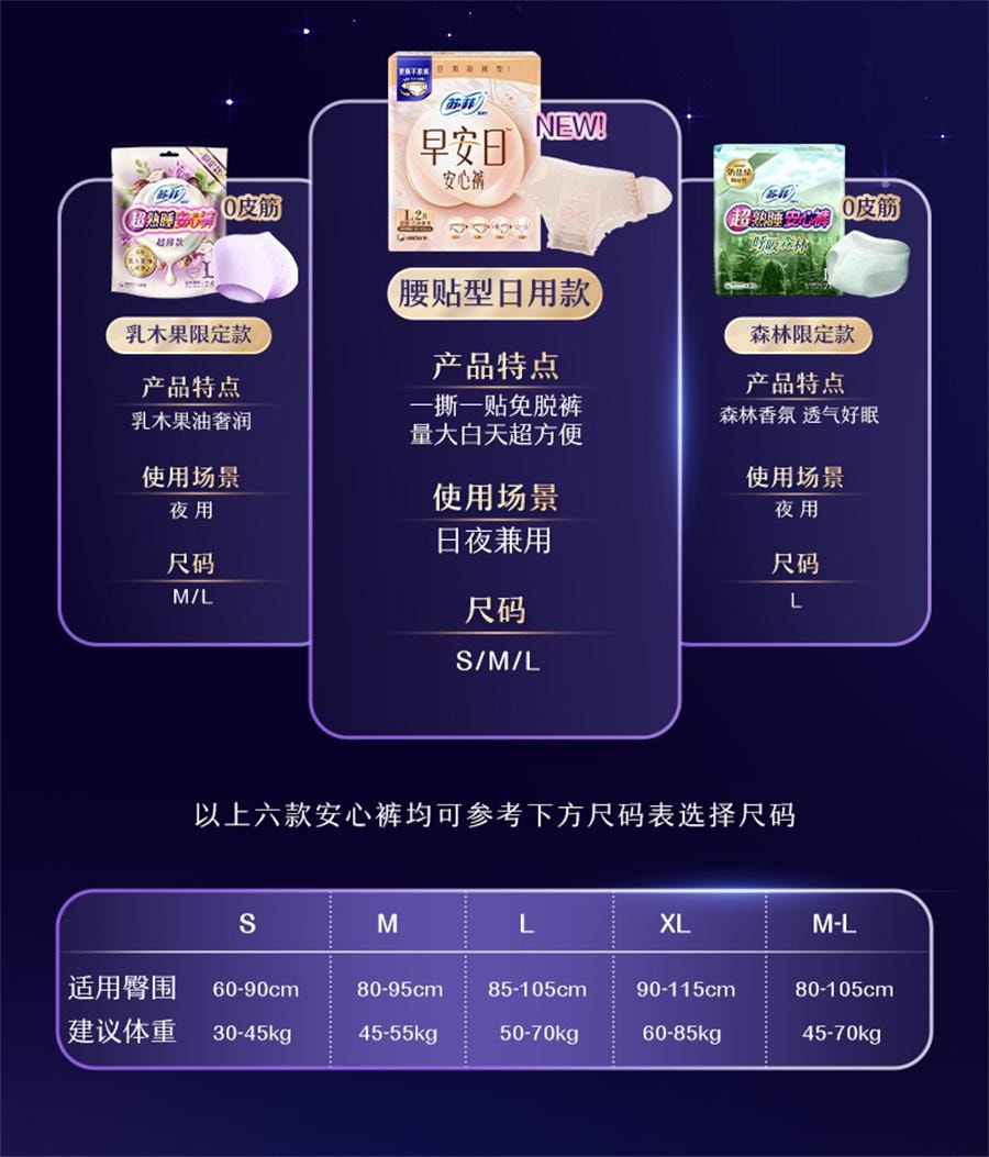 【中国直邮】 日本 尤妮佳 苏菲 超熟睡安心裤 0皮筋敏感肌防漏超薄量大夜用裤型卫生巾安睡裤 XL码2条/1包