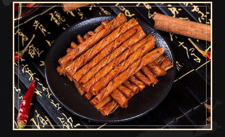 【中國直郵】 步步為贏 牛汁素腸香辣孜然相思卷零食辣條麻辣豆皮辦公室休閒食品湖南特產 原味牛汁素腸 500g