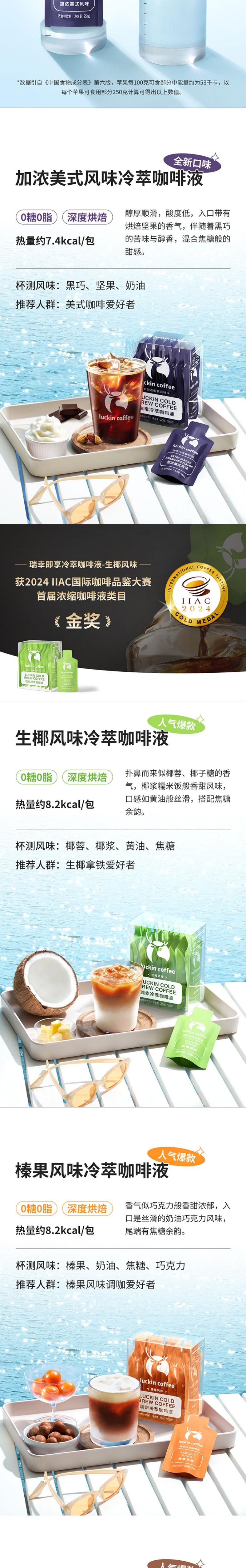 【中國直郵】 瑞幸咖啡 冷萃濃縮咖啡液 榛果風味 18袋 450ml