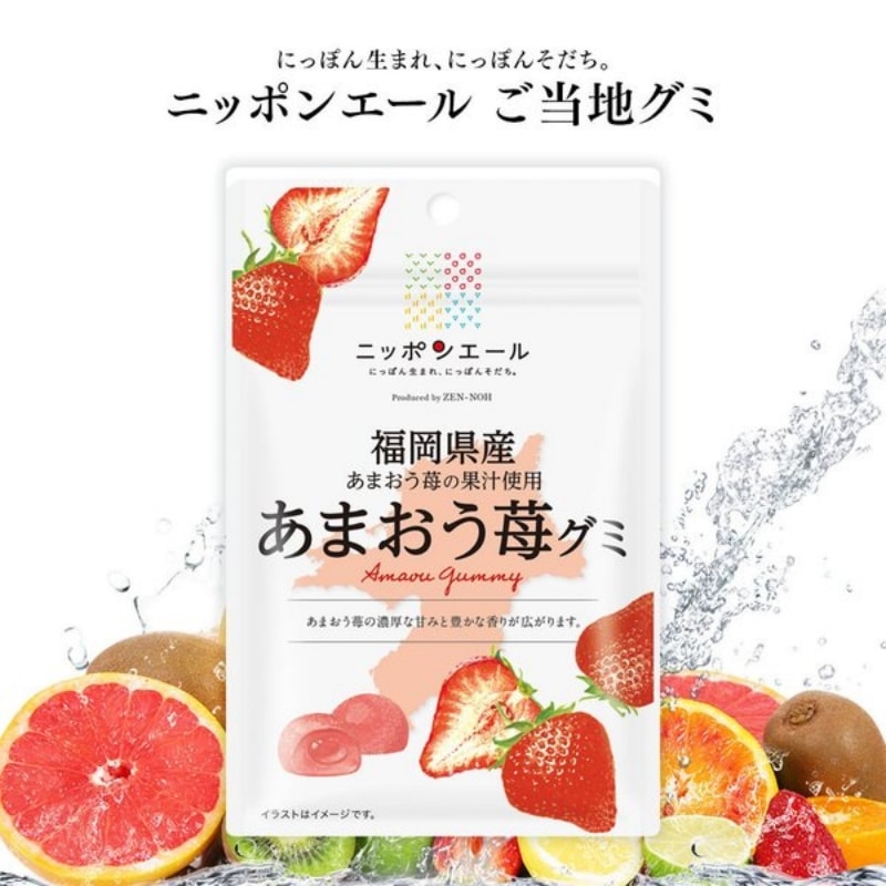 【日本直邮】日本全国农协 各地巡回 纯天然果酱 福冈县产草莓果汁爆浆软糖 40g