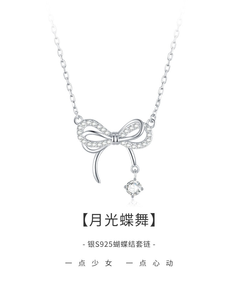 【中國直郵】周大學生 蝴蝶結純銀項鍊女輕奢小眾高級感初春穿搭送女友生日禮物 蝴蝶結 項鍊