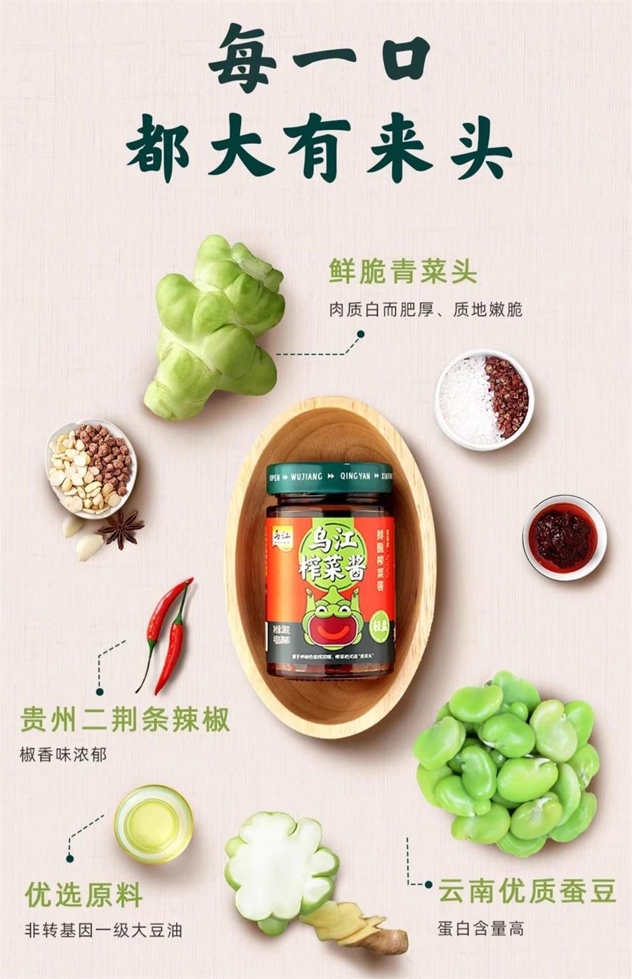 【中國直郵】 烏江 麻辣榨菜醬 拌麵下飯調味醬料188g/瓶