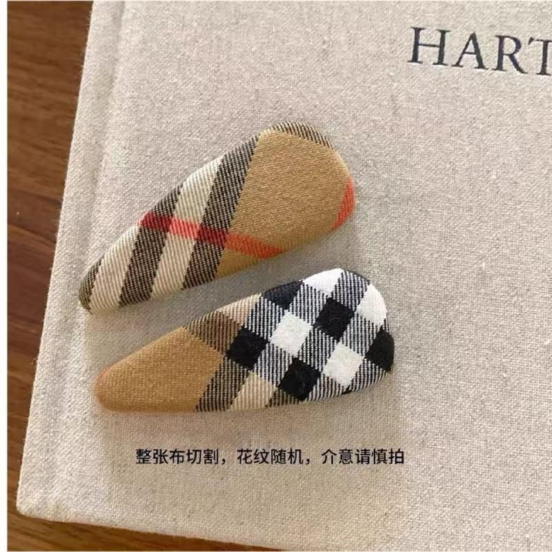 甄选好物 2个装百丽格简约格纹布艺bb夹发夹甜美复古侧边夹刘海夹百搭发饰 1对