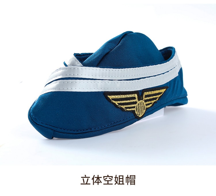 【中國直郵】霏慕 性感清新 情趣內衣 空姐學生製服套裝 藍色均碼(含開檔襪)