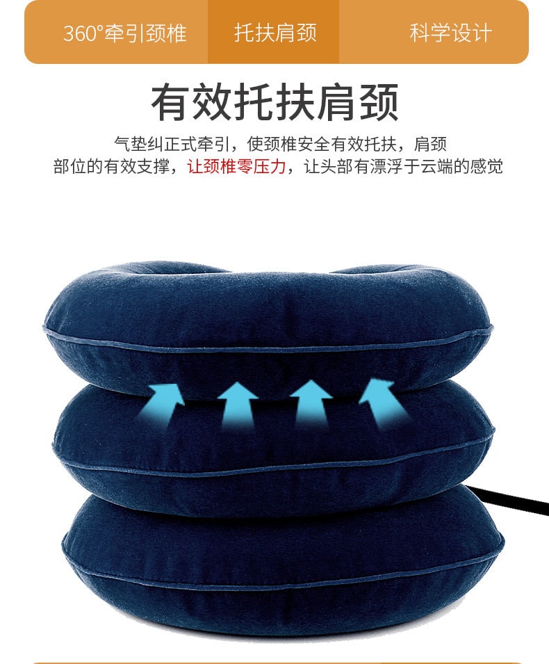 中國直效郵件 HAILICARE 充氣頸托護頸 頸椎牽引器 頸部矯正器 3層氣室全絨面 灰色