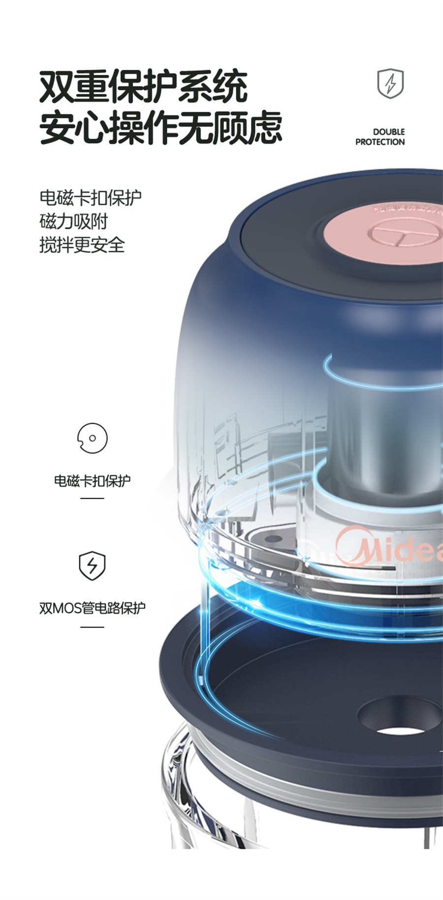 【中國直郵】美的 迷你電動搗蒜絞肉器蒜泥機攪拌器輔食機 米色100ML