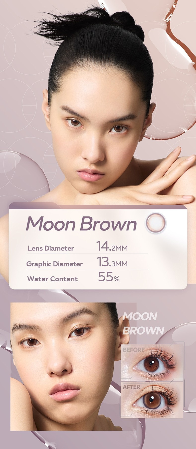 CoFANCY Color Contacts 1-Day Highlight Pro (10pcs) UV Block Moon Brown