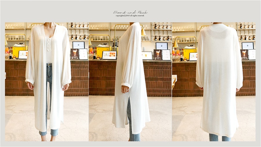 WINGS Linen Blend Long Open Cardigan #Ivory One Size(S-M)