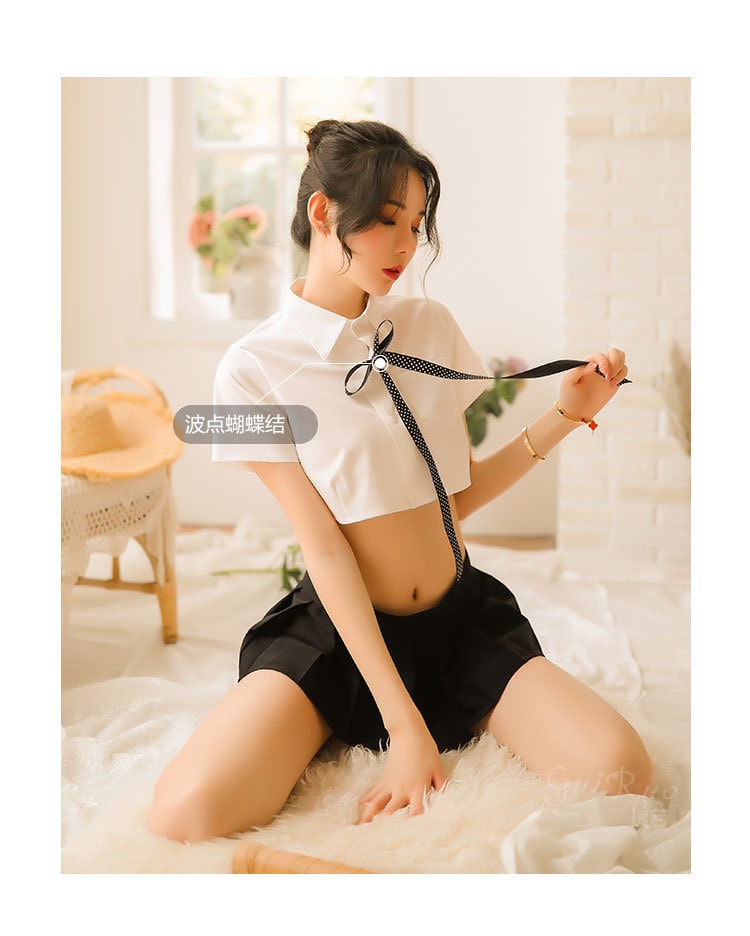 【中國直郵】瑰若 情趣內衣 清純學生製服套裝 M碼 黑白款