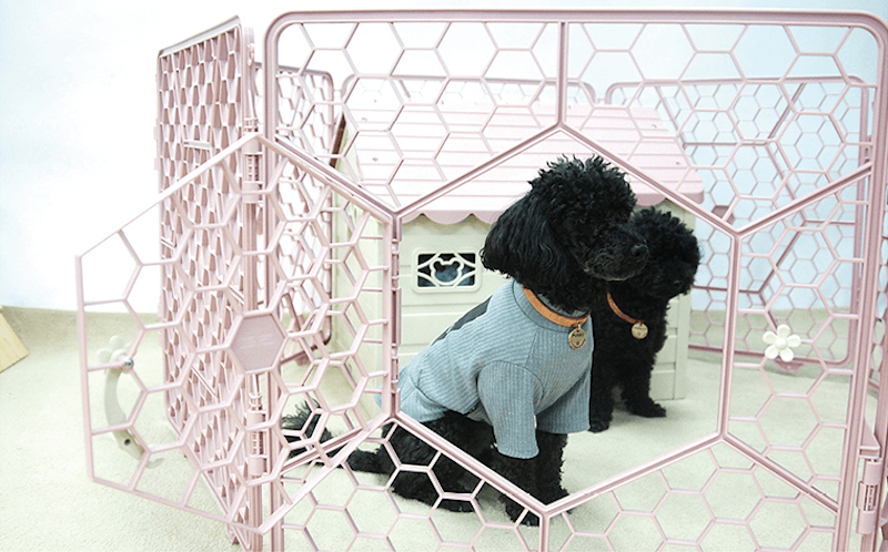 8-Panel Plastic Customizable Pet Playpen Exercise Fence Cage - (Pink)