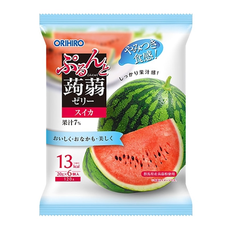 【日本直郵】DHL直郵3-5天到 日本ORIHIRO 低卡魔芋果凍 期限限定 西瓜口味 6枚裝