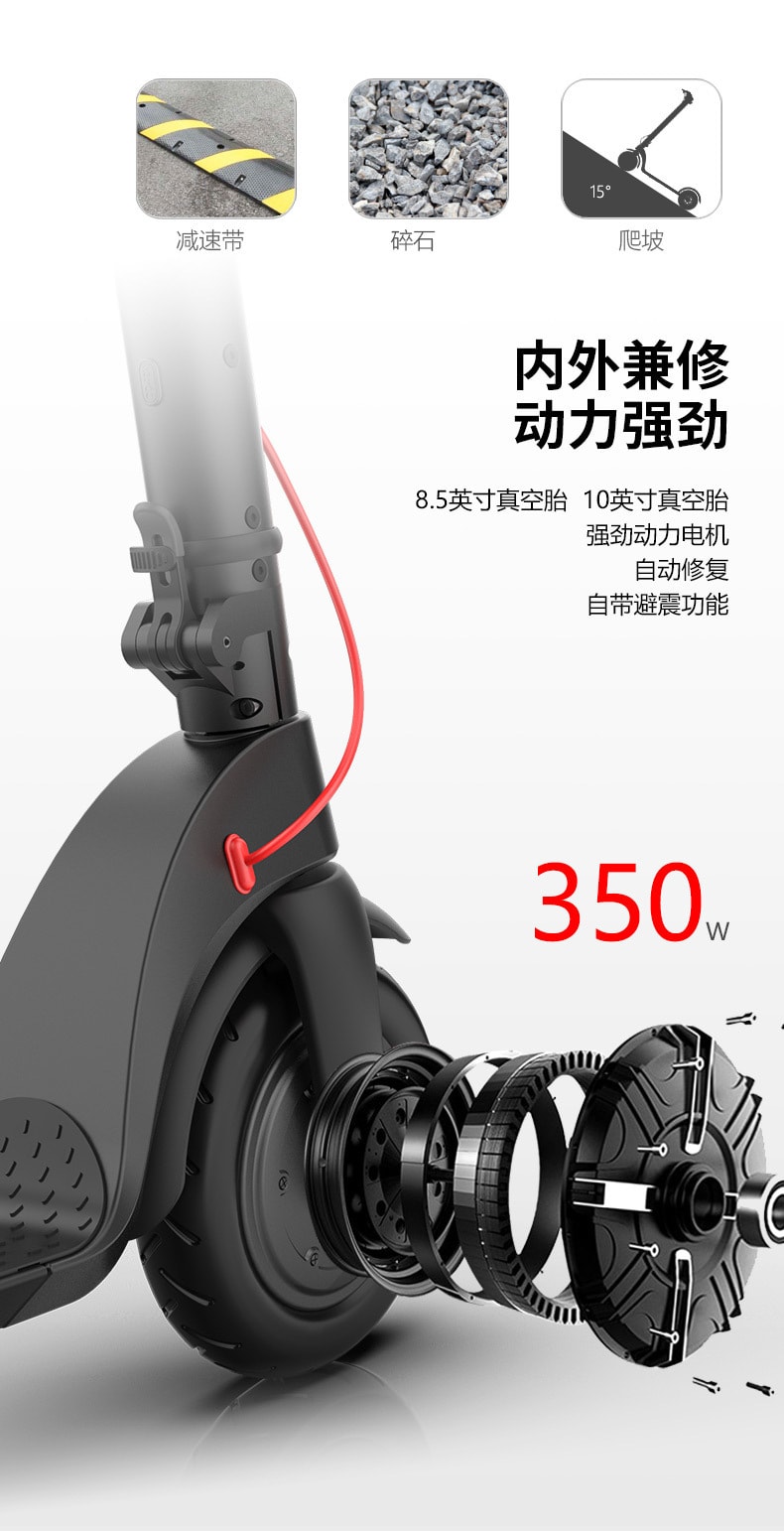 中国直邮 喜乐坊HX电动滑板车成人两轮折叠便携电动车 续航20-25km 轮子10寸
