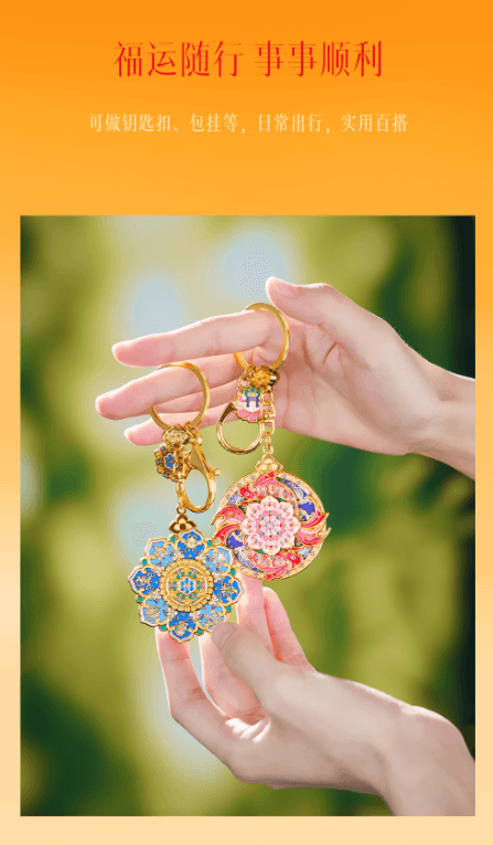 中国直送】恭親王の屋敷 幸運回転キーホルダー 車のキーペンダント