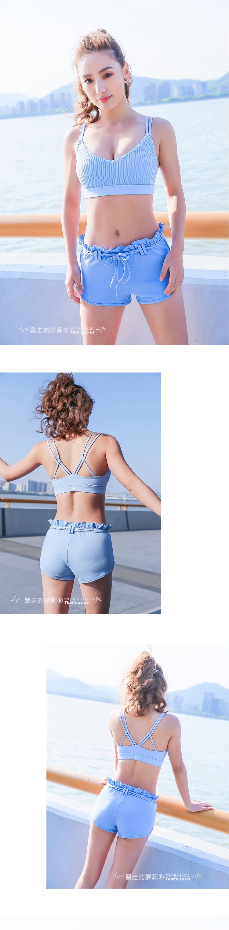 Sports Double Shoulder Bra For Yoga Fitness Train/Blue#/M