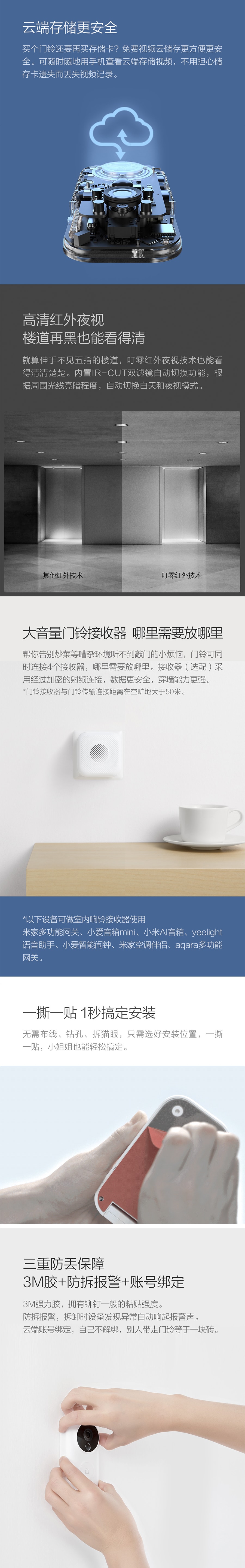 【中国直邮】小米有品 叮零智能视频门铃套装