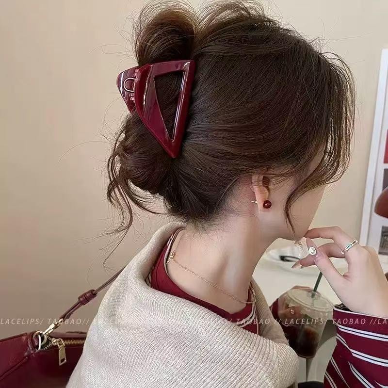 爱神严选 韩系三角抓夹1只装 圣诞红三角抓夹 高级感鲨鱼夹 发夹发饰