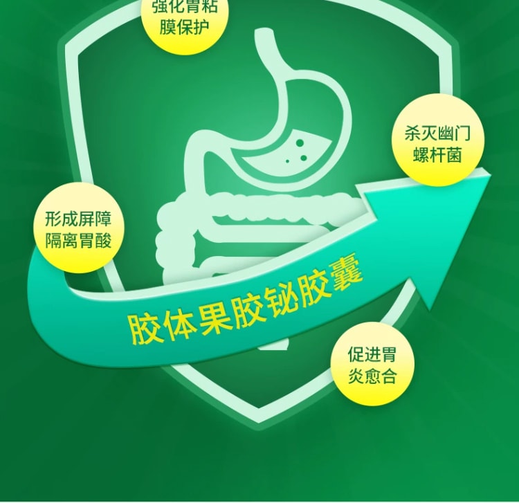 【中國直郵】恆玉佳 膠體果膠鉍膠囊胃藥 治療慢性胃炎 保護胃黏膜 50mg*18粒 x 1盒