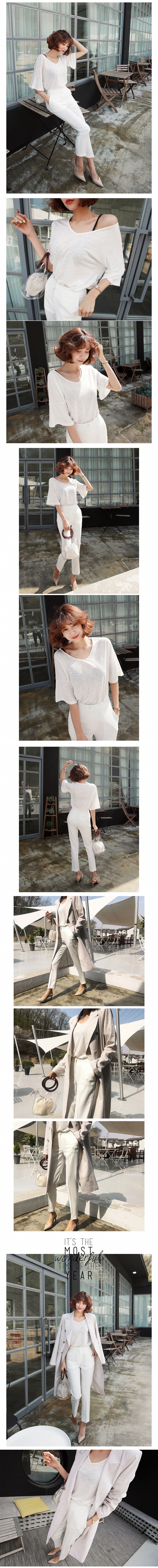 韩国正品 MAGZERO 弹力绉纱紧身裤 #白色 M(27-28) [免费配送]