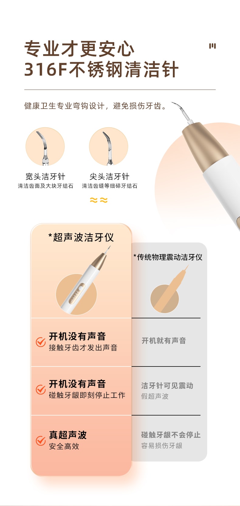 中国 JOCeLee 家用智能多档位液晶显示超声波洁牙仪 白色 1件